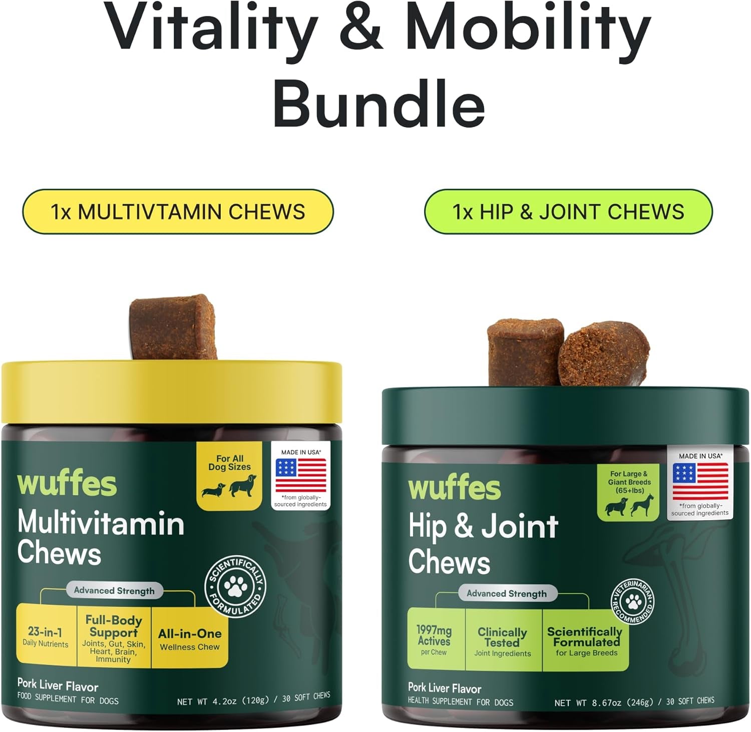 Hip & Joint Supplement & Multivitamin Bundle for Large Breed Dogs