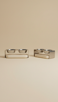 Elevated dog bowl set in stainless steel