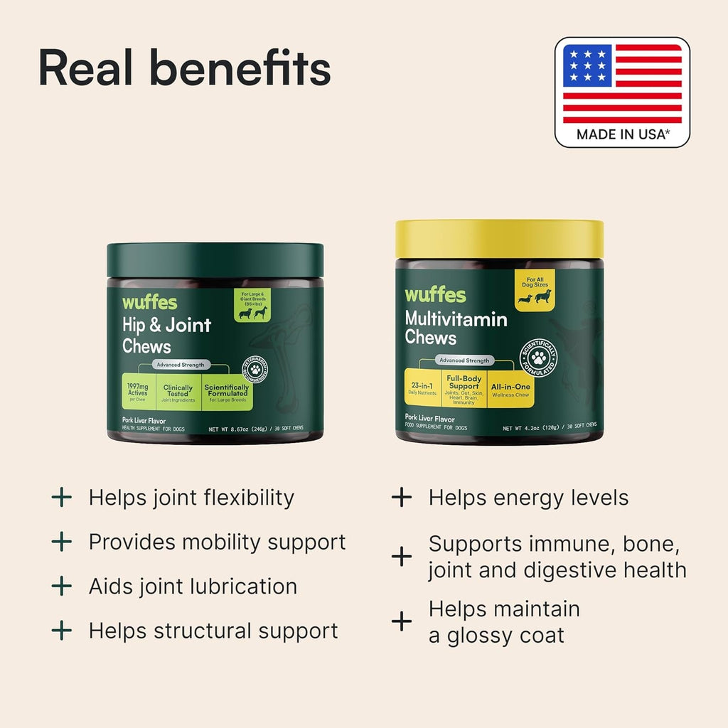 Hip & Joint Supplement & Multivitamin Bundle for Large Breed Dogs